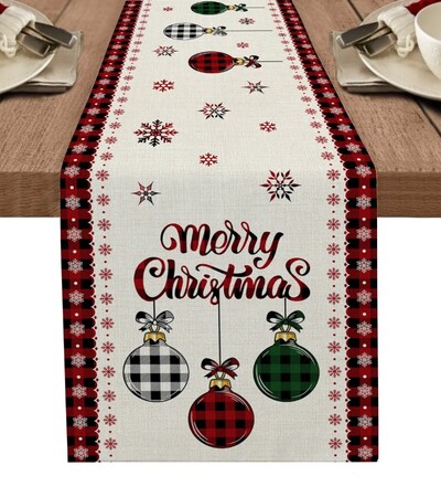 Χριστουγεννιάτικο Snowflake Texture Λινά Τραπεζάκια Διακόσμηση Γάμου Πλένεται γιορτινό πάρτι Τραπέζι φαγητού Runner Διακόσμηση τραπεζιού