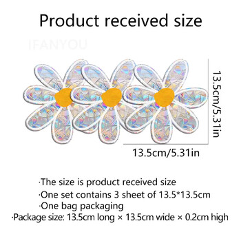 3 τεμ. Daisy Flower Sun Catcher Αυτοκόλλητα Παράθυρο PVC Αυτοκόλλητο τοίχου Decal Suncatcher Rainbow Maker Ταπετσαρία κρεβατοκάμαρας Διακόσμηση σπιτιού