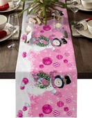 Χριστουγεννιάτικο Ροζ Χιονάνθρωπος Λινά Τραπεζάκια Διακόσμηση Φουλαριού Μουσικής Επαναχρησιμοποιήσιμη Τραπεζαρία Τραπεζαρία Δρομείς Προμήθειες για γιορτινό πάρτι