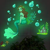 Φωτεινά αυτοκόλλητα τοίχου Fairy Mermaid Παιδική διακόσμηση σπιτιού υπνοδωματίου Λάμπει στο σκοτάδι Αυτοκόλλητα με αυτοκόλλητα Fairy Butterfly διακόπτης ταπετσαρίας