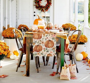 Φθινοπωρινό Pumpkin Lenn Table Runners Φθινόπωρο των Ευχαριστιών Floral Table Runner για τραπεζαρία κουζίνας Διακόσμηση τραπεζιού σαλονιού Διακόσμηση για πάρτι σπιτιού