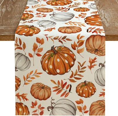 Φθινοπωρινό λινό τραπέζι Runner Pumpkin Maple Leaves Πορτοκαλί Φθινοπωρινό εποχιακό αγρόκτημα Εσωτερική κουζίνα Τραπεζάκι σπιτιού Διακοσμήσεις πάρτι