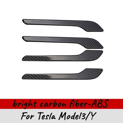 Set de mânere de ușă din fibră de carbon premium pentru modelul 3 model Y - set de 4 accesorii cu pastă ABS și lungime extinsă