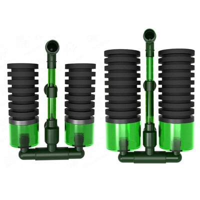 Φίλτρα αναπαραγωγής ψαριών ενυδρείου Διπλής κεφαλής Βιοχημικό φίλτρο σφουγγάρι Χωρίς θόρυβο Δεξαμενές ψαριών Συσκευή φιλτραρίσματος απορροφά βρωμιά Οικιακή χρήση