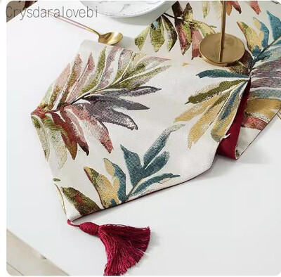 Μοντέρνο Table Runner Nordic Embroider Tassels Table Runner Jacquard Leaves Ζωγραφική Τραπεζομάντηλο για Δείπνο Γάμου Ξενοδοχείου