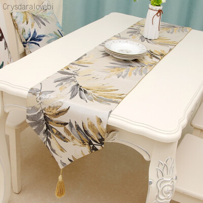 Μοντέρνο Table Runner Nordic Embroider Tassels Table Runner Jacquard Leaves Ζωγραφική Τραπεζομάντηλο για Δείπνο Γάμου Ξενοδοχείου