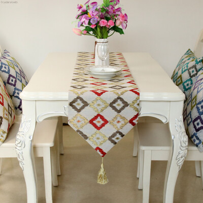 Μοντέρνο Table Runner Nordic Embroider Tassels Table Runner Jacquard Leaves Ζωγραφική Τραπεζομάντηλο για Δείπνο Γάμου Ξενοδοχείου