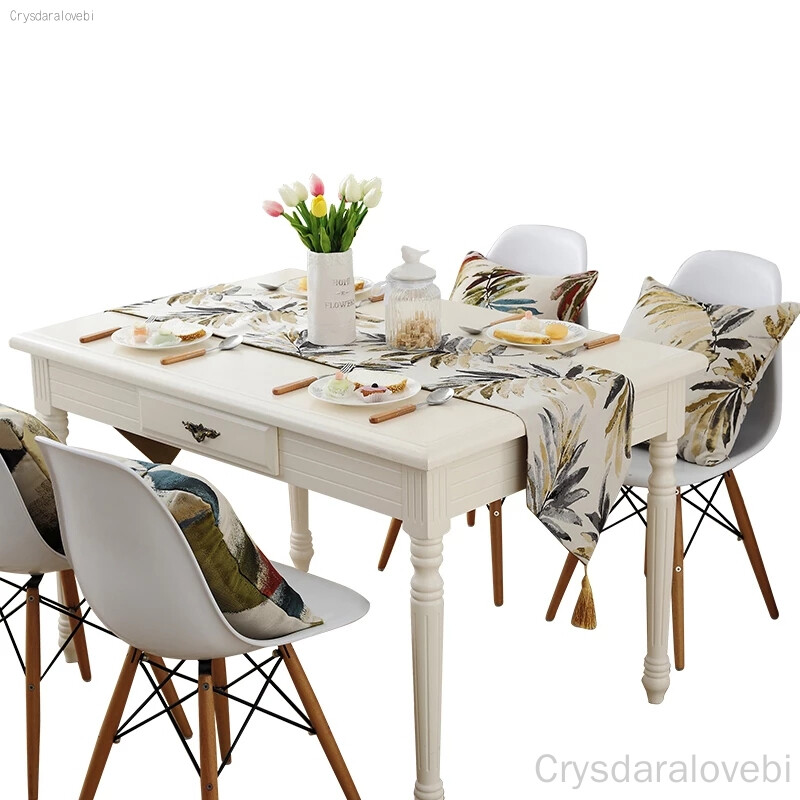 Μοντέρνο Table Runner Nordic Embroider Tassels Table Runner Jacquard Leaves Ζωγραφική Τραπεζομάντηλο για Δείπνο Γάμου Ξενοδοχείου