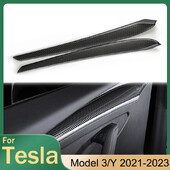 Αυτοκόλλητο Tesla Door Decoration For Tesla Model 3 Y 2023 Accessories Matte Carbon Fiber ABS Model 3/Y 2021-2023 Ανταλλακτικά αυτοκινήτου