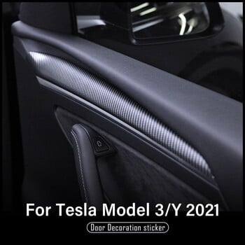 Αυτοκόλλητο Tesla Door Decoration For Tesla Model 3 Y 2023 Accessories Matte Carbon Fiber ABS Model 3/Y 2021-2023 Ανταλλακτικά αυτοκινήτου