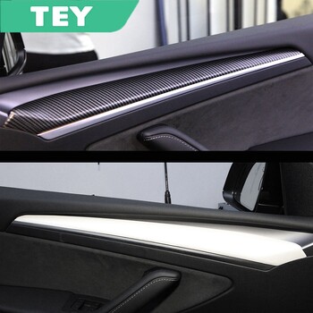 Αυτοκόλλητο Tesla Door Decoration For Tesla Model 3 Y 2023 Accessories Matte Carbon Fiber ABS Model 3/Y 2021-2023 Ανταλλακτικά αυτοκινήτου