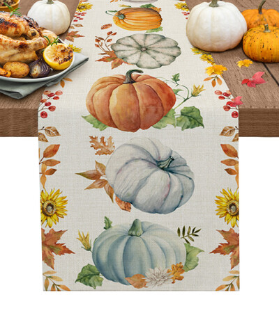 Φθινοπωρινό Pumpkin Maple Bird Λινά Τραπεζαρία Runner Country Decor Πλένεται Τραπέζι Runner για Χριστουγεννιάτικη διακόσμηση τραπεζαρίας