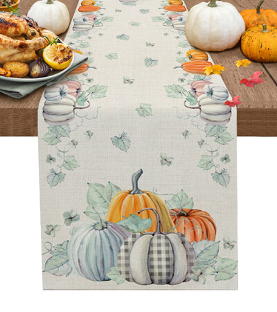 Φθινοπωρινό Pumpkin Maple Bird Λινά Τραπεζαρία Runner Country Decor Πλένεται Τραπέζι Runner για Χριστουγεννιάτικη διακόσμηση τραπεζαρίας