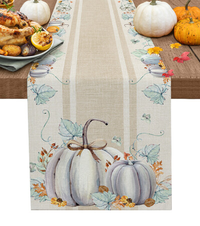 Φθινοπωρινό Pumpkin Maple Bird Λινά Τραπεζαρία Runner Country Decor Πλένεται Τραπέζι Runner για Χριστουγεννιάτικη διακόσμηση τραπεζαρίας