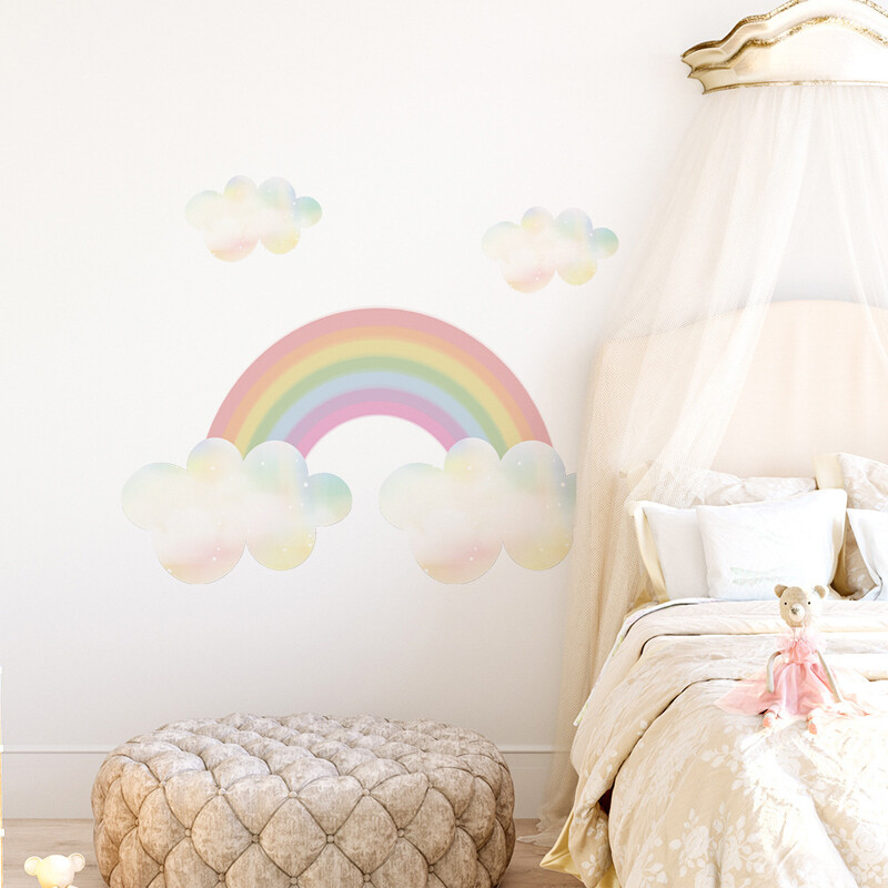 Dream Rainbow Wallpaper Детски стикер за стена Peel & Stick Подвижни екологични PVC стикери за декорация на бебешка стая