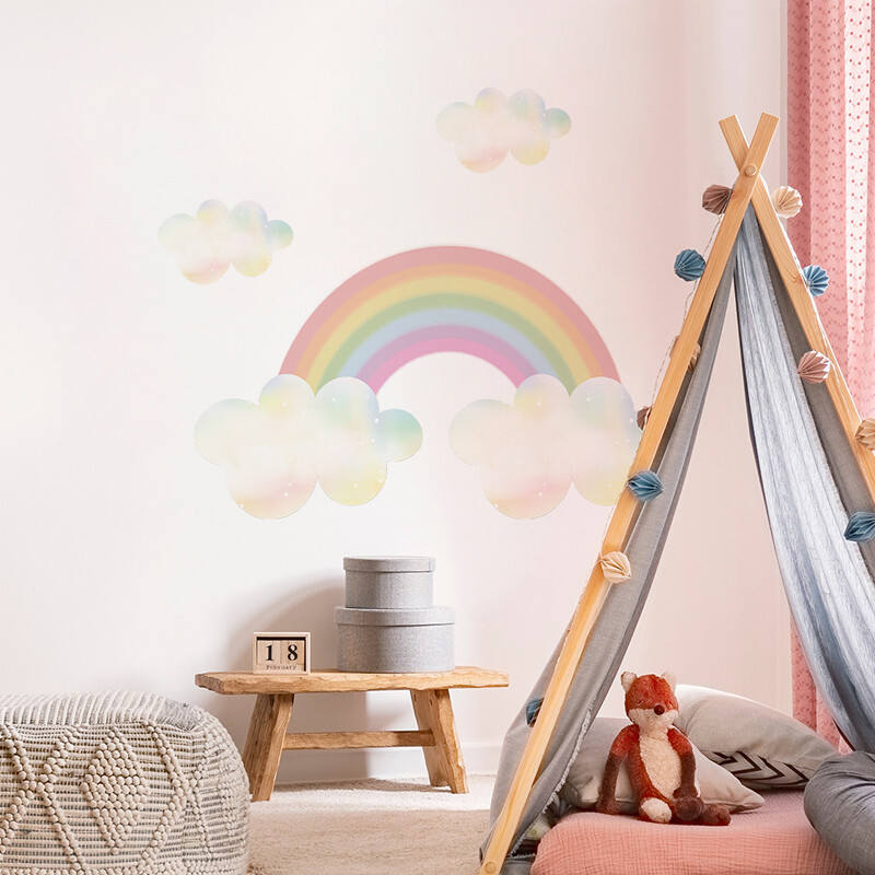 Dream Rainbow Wallpaper Детски стикер за стена Peel & Stick Подвижни екологични PVC стикери за декорация на бебешка стая