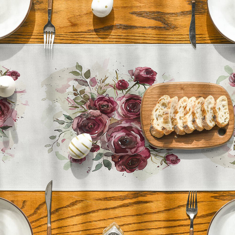 Τριαντάφυλλα και αγριολούλουδα Τραπέζι Runner Σπίτι Γάμος Κεντρικά Διακόσμηση Πάρτι Τραπέζι Runner Τραπεζαρία Μακρύ ύφασμα