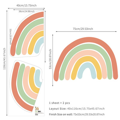 Μεγάλα αυτοκόλλητα τοίχου με ακουαρέλα ουράνιο τόξο, λουλούδι, αυτοκόλλητο και αυτοκόλλητο πολύχρωμο αυτοκόλλητο τοίχου για παιδική διακόσμηση κρεβατοκάμαρας