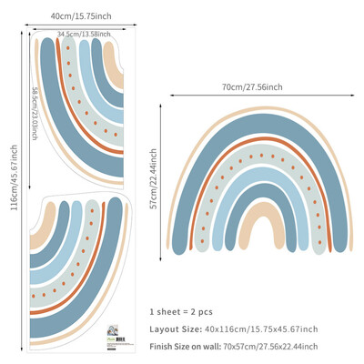 Μεγάλα αυτοκόλλητα τοίχου με ακουαρέλα ουράνιο τόξο, λουλούδι, αυτοκόλλητο και αυτοκόλλητο πολύχρωμο αυτοκόλλητο τοίχου για παιδική διακόσμηση κρεβατοκάμαρας