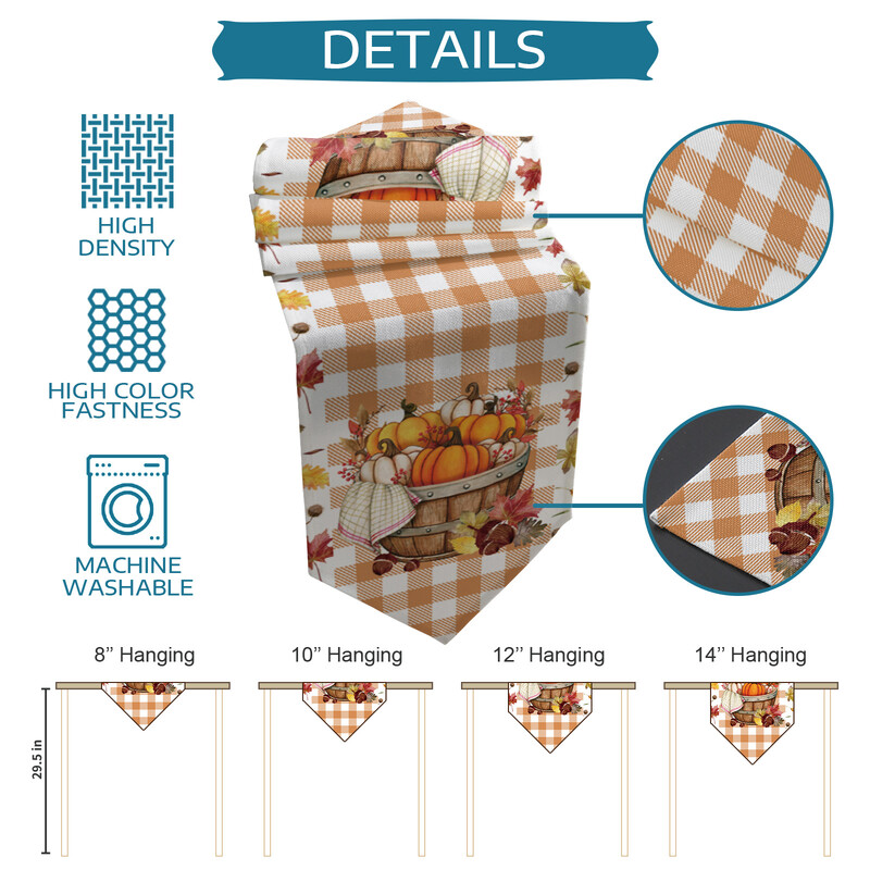 Rudenį nukritę lapai moliūgų valgomojo stalo bėgikas Vestuvių kaimo dekoras Lininis stalo bėgikas valgomojo stalo kalėdiniam papuošimui