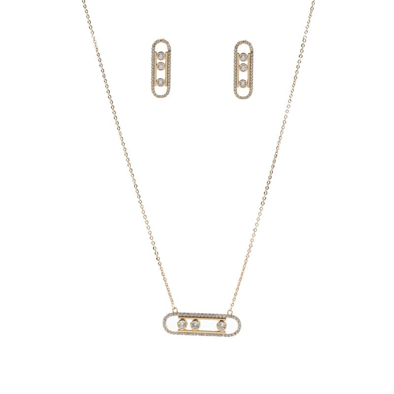 2024 Noul set de bijuterii cu colier și cercei geometrici dreptunghiular Mesica Bijuterii de nișă de ultimă generație care nu se estompează