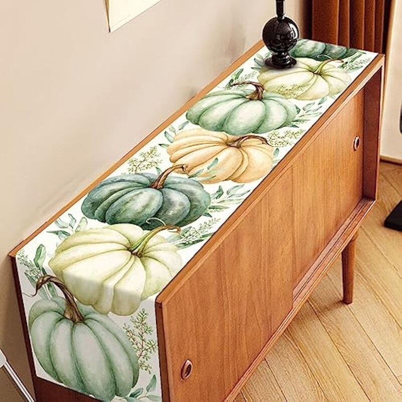 Padėkos diena Moliūgų skalbinių stalo bėgikas Rudens derliaus nuėmimo šventės vakarėlio dekoravimas Namų virtuvė Restorano dekoras Galima skalbti