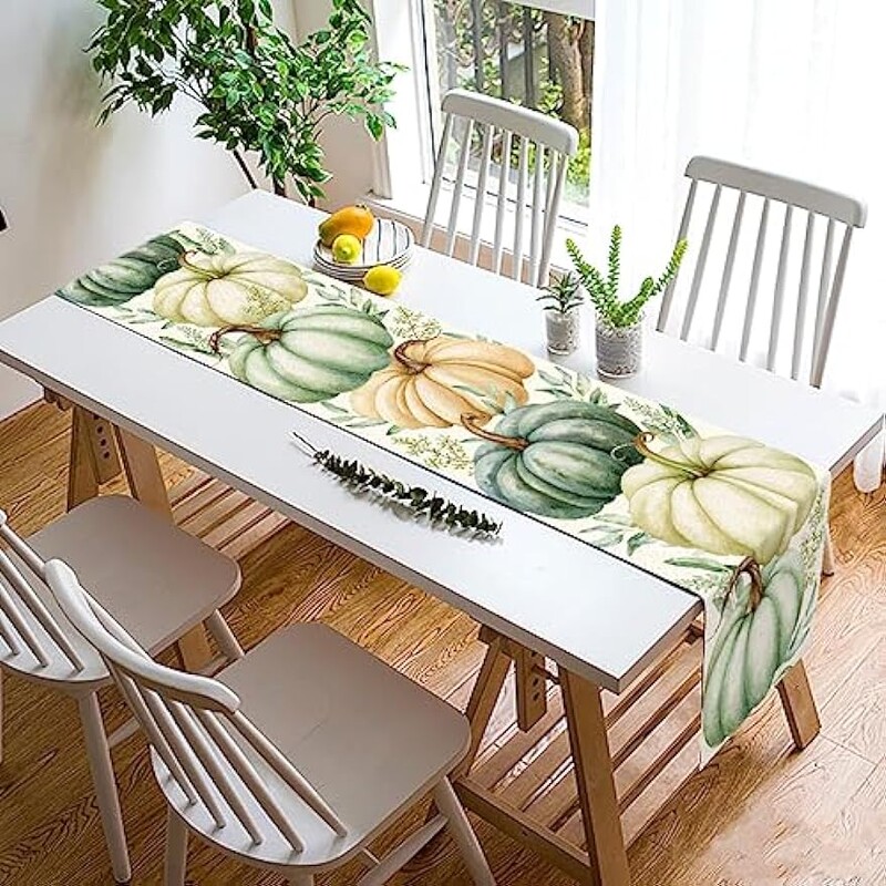 Padėkos diena Moliūgų skalbinių stalo bėgikas Rudens derliaus nuėmimo šventės vakarėlio dekoravimas Namų virtuvė Restorano dekoras Galima skalbti