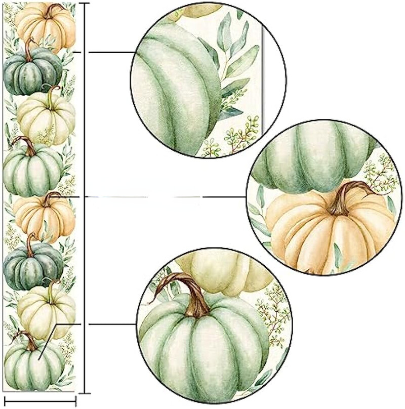 Padėkos diena Moliūgų skalbinių stalo bėgikas Rudens derliaus nuėmimo šventės vakarėlio dekoravimas Namų virtuvė Restorano dekoras Galima skalbti