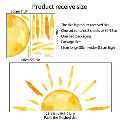 Boho Sunshine fali matrica barkácsolható levehető öntapadós, kézzel festett napmatricák óvodai óvodai gyerekszoba dekoráció falfestmények