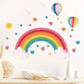 Cartoon Cute Rainbow πολύχρωμα αυτοκόλλητα τοίχου με μπαλόνι καρδιών που αφαιρούνται για το υπνοδωμάτιο νηπιαγωγείο Διακόσμηση τοίχου