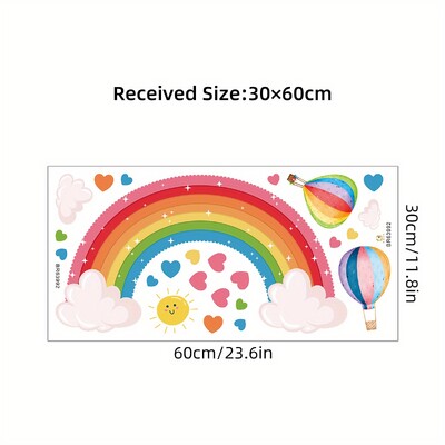 Cartoon Cute Rainbow πολύχρωμα αυτοκόλλητα τοίχου με μπαλόνι καρδιών που αφαιρούνται για το υπνοδωμάτιο νηπιαγωγείο Διακόσμηση τοίχου