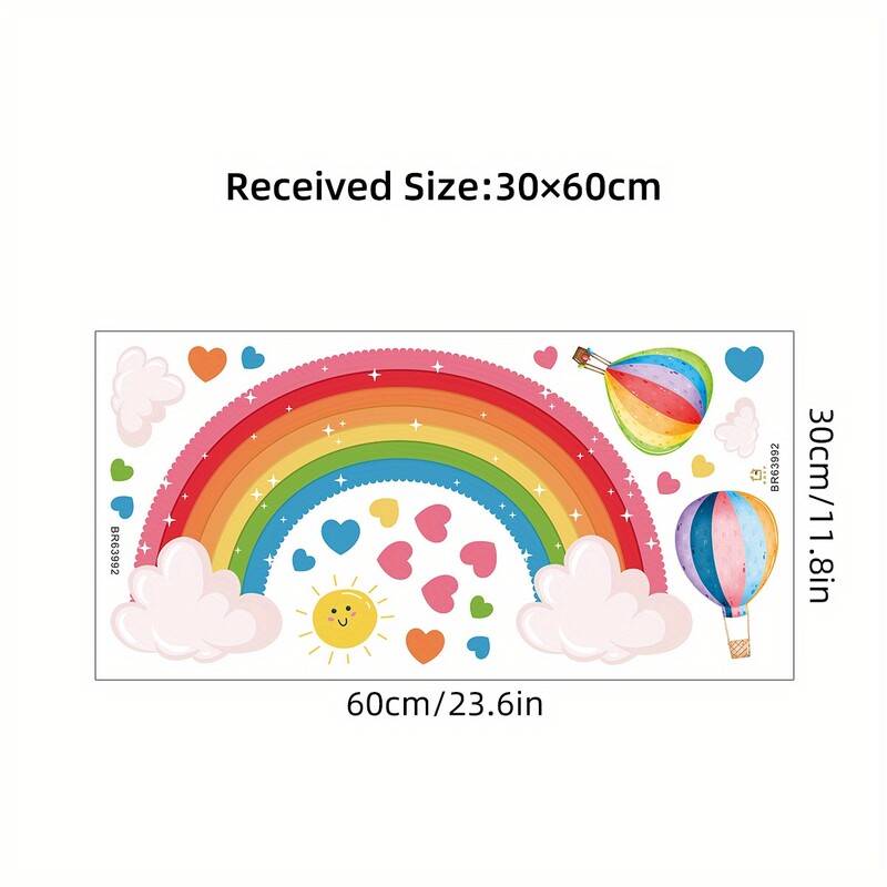 Cartoon Cute Rainbow πολύχρωμα αυτοκόλλητα τοίχου με μπαλόνι καρδιών που αφαιρούνται για το υπνοδωμάτιο νηπιαγωγείο Διακόσμηση τοίχου