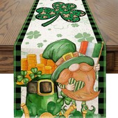 St Patricks Day Lenn Table Runner Gnome Shamrock Τραπέζι Runner St Patrick's Day Διακόσμηση γιορτινό πάρτι κουζίνας Διακόσμηση τραπεζαρίας
