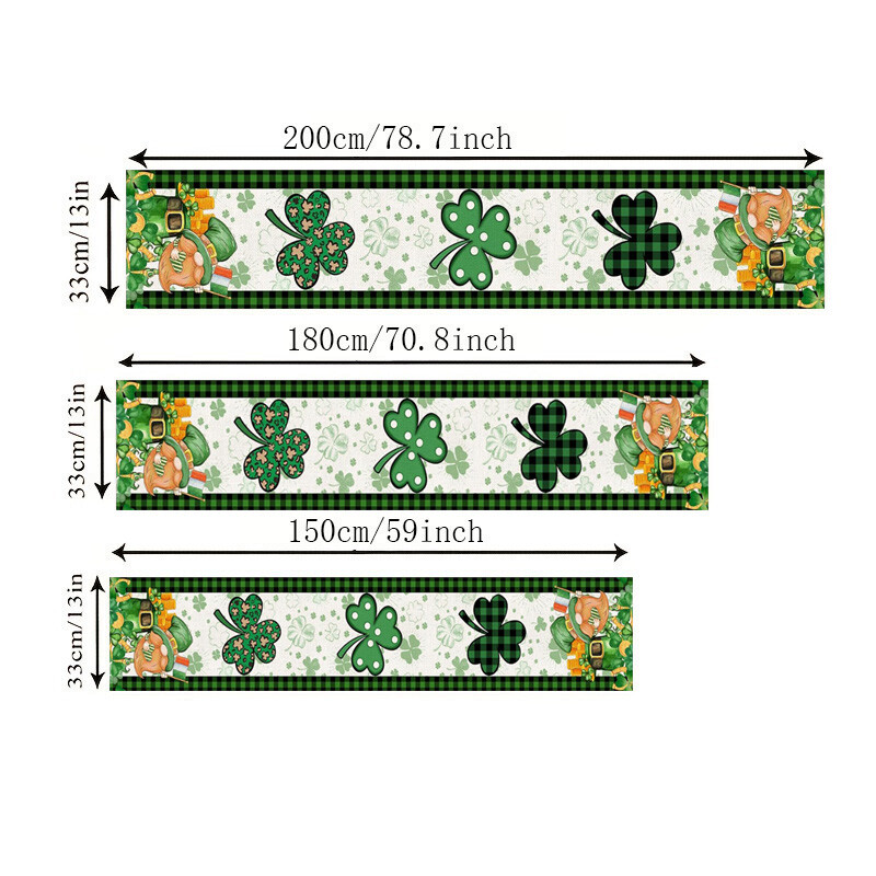 St Patricks Day Lenn Table Runner Gnome Shamrock Τραπέζι Runner St Patrick's Day Διακόσμηση γιορτινό πάρτι κουζίνας Διακόσμηση τραπεζαρίας