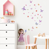 30*40cm Flower Little Girl Color Butterfly Cartoon Χαριτωμένο αυτοκόλλητο τοίχου Διακόσμηση τοίχου σαλονιού Τοιχογραφία Αυτοκόλλητο τοίχου