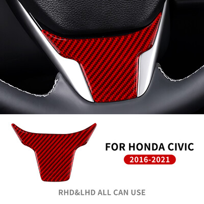 Αυτοκόλλητο Real Carbon Fiber For Honda Civic 10th 2016 2017 2018 2019 2020 2021 Εσωτερικά εξαρτήματα επένδυσης πλαισίου τιμονιού