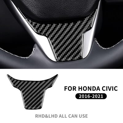 Αυτοκόλλητο Real Carbon Fiber For Honda Civic 10th 2016 2017 2018 2019 2020 2021 Εσωτερικά εξαρτήματα επένδυσης πλαισίου τιμονιού