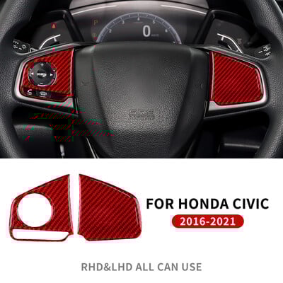 Αυτοκόλλητο Real Carbon Fiber For Honda Civic 10th 2016 2017 2018 2019 2020 2021 Εσωτερικά εξαρτήματα επένδυσης πλαισίου τιμονιού