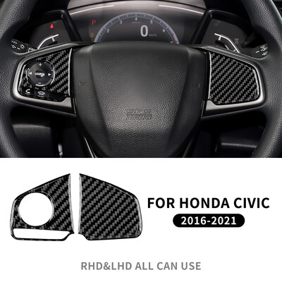 Αυτοκόλλητο Real Carbon Fiber For Honda Civic 10th 2016 2017 2018 2019 2020 2021 Εσωτερικά εξαρτήματα επένδυσης πλαισίου τιμονιού
