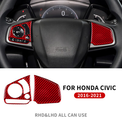 Αυτοκόλλητο Real Carbon Fiber For Honda Civic 10th 2016 2017 2018 2019 2020 2021 Εσωτερικά εξαρτήματα επένδυσης πλαισίου τιμονιού