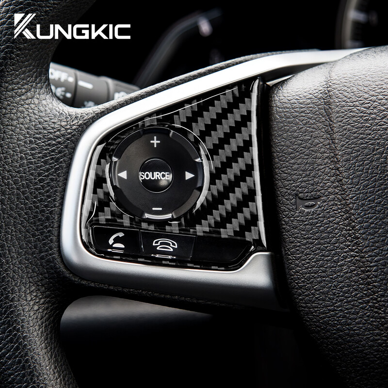 Αυτοκόλλητο Real Carbon Fiber For Honda Civic 10th 2016 2017 2018 2019 2020 2021 Εσωτερικά εξαρτήματα επένδυσης πλαισίου τιμονιού