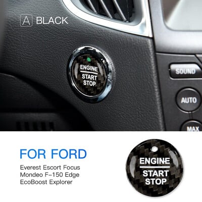 Samolepka na tlačidlo štartovania zapaľovania auta Ford Everest Mondeo Ecoboost Escort F150 Explorer Focus Edge z pravého uhlíkového vlákna