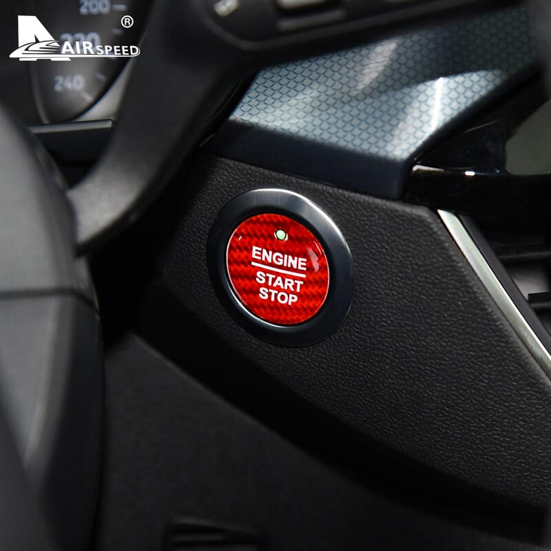 Samolepka na tlačidlo štartovania zapaľovania auta Ford Everest Mondeo Ecoboost Escort F150 Explorer Focus Edge z pravého uhlíkového vlákna