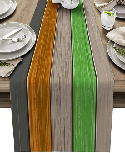 1 buc Textura lemn Runner de masă 33*180cm pânză de pânză de pânză Decoratiuni rustice de masă pentru petrecere de nuntă Cafea/Hotel Decor acasă