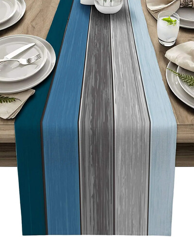 1 buc Textura lemn Runner de masă 33*180cm pânză de pânză de pânză Decoratiuni rustice de masă pentru petrecere de nuntă Cafea/Hotel Decor acasă