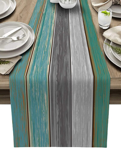 1 buc Textura lemn Runner de masă 33*180cm pânză de pânză de pânză Decoratiuni rustice de masă pentru petrecere de nuntă Cafea/Hotel Decor acasă
