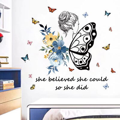 1vnt akvareliniai drugeliai sienų lipdukai Kambario dekoras vaikams Miegamojo sienų apdaila Vaikų kambario Svetainės sienų lipdukai „Pasidaryk pats“