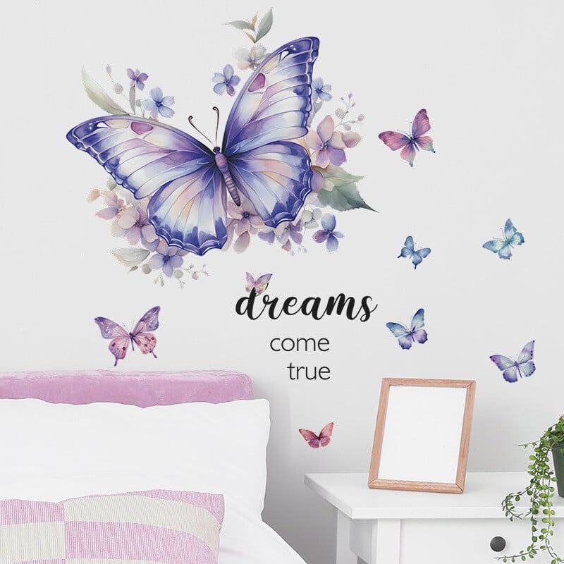 Drugelio sienų lipdukai miegamajam svetainei mergaičių kambariui Lipdukai sienų lipdukai Vaikų kambario dekoravimui PVC meno freskos lipdukai