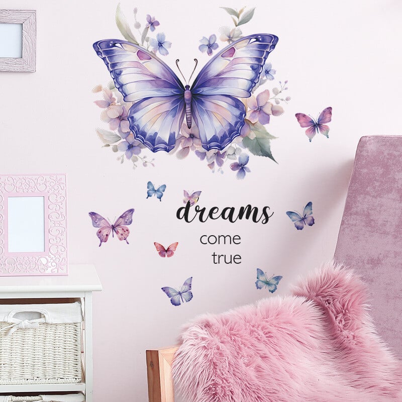 Drugelio sienų lipdukai miegamajam svetainei mergaičių kambariui Lipdukai sienų lipdukai Vaikų kambario dekoravimui PVC meno freskos lipdukai