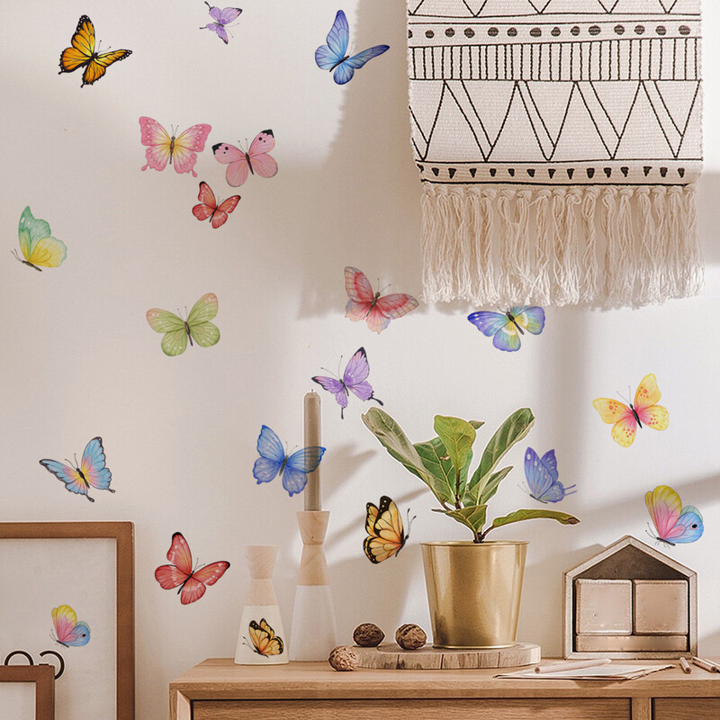 Αυτοκόλλητο τοίχου με ακουαρέλα πεταλούδα Διακοσμητικό φόντο σαλονιού Υπνοδωμάτιο Ταπετσαρία για διακόσμηση σπιτιού Αυτοκόλλητα αυτοκόλλητα αυτοκόλλητα